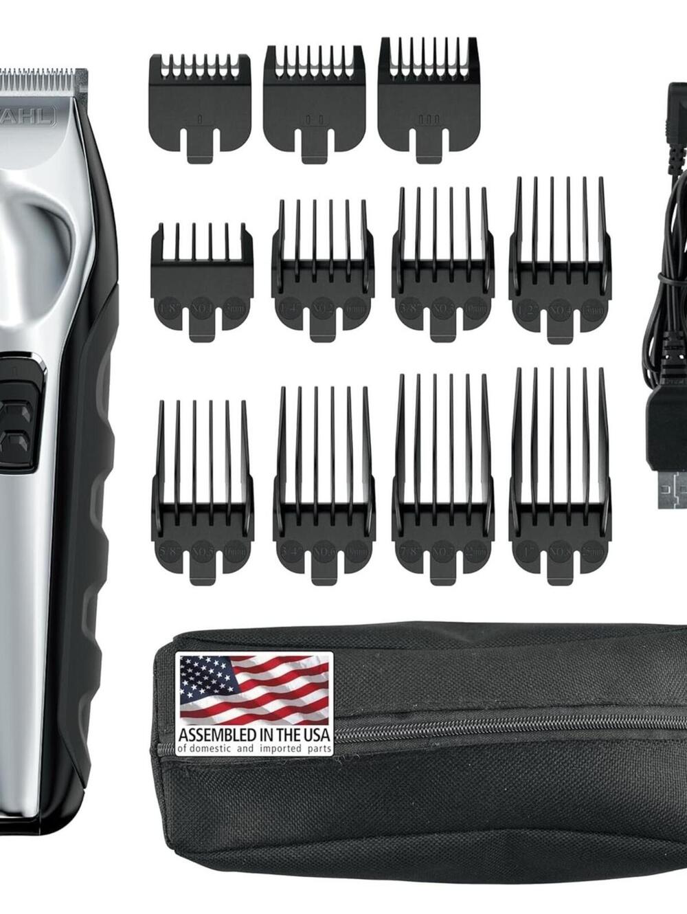 WAHL Total Beard Lithium Ion Trimmer Rechargeable Cordless 09888 Chrome 11 Combs